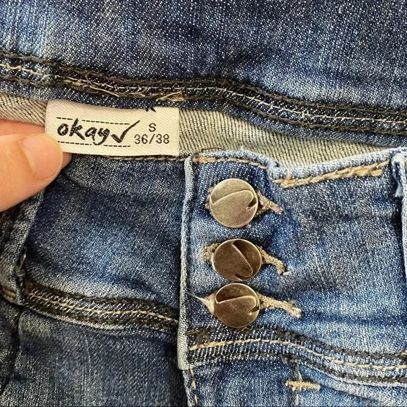 Women’s Jean Mini Skirt Button-fly studded Vintage - Picture 3 of 9